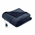 Beautyrest 60 x 70 in. Heated Microlight to Berber Throw - Indigo BR54-0663